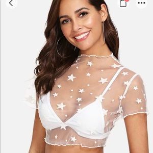 WHITE MESH STARS TOP